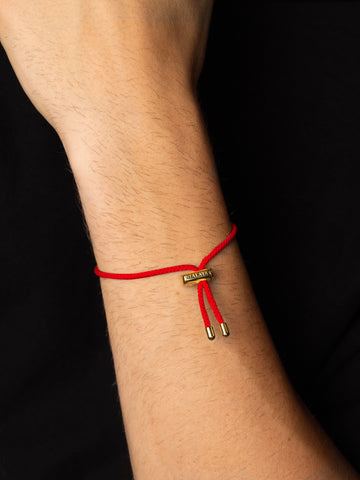 Nialaya Men's String Bracelet Men's Red String Bracelet with Adjustable Gold Lock MST_036